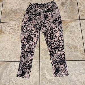 Lily Firmiana Womens L/XL Leggings Yoga Stretch Pant Ankle All-Over Tattoo Print